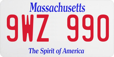 MA license plate 9WZ990