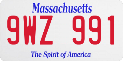MA license plate 9WZ991