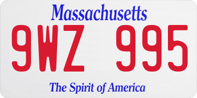 MA license plate 9WZ995
