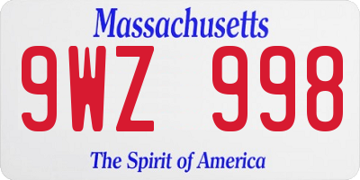 MA license plate 9WZ998