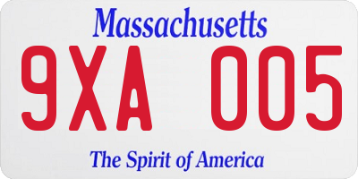 MA license plate 9XA005