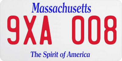 MA license plate 9XA008