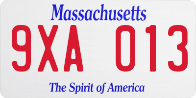 MA license plate 9XA013