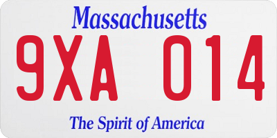 MA license plate 9XA014