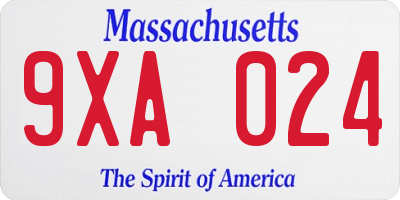 MA license plate 9XA024