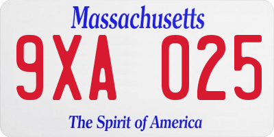 MA license plate 9XA025