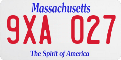 MA license plate 9XA027