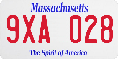 MA license plate 9XA028