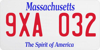 MA license plate 9XA032