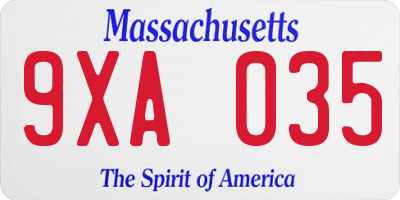 MA license plate 9XA035
