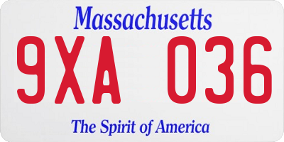 MA license plate 9XA036