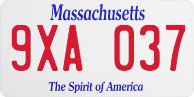 MA license plate 9XA037