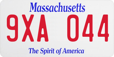 MA license plate 9XA044