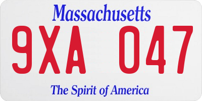 MA license plate 9XA047