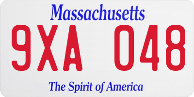 MA license plate 9XA048