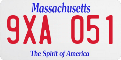 MA license plate 9XA051