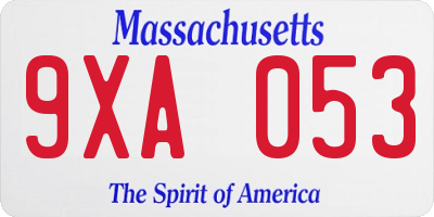 MA license plate 9XA053