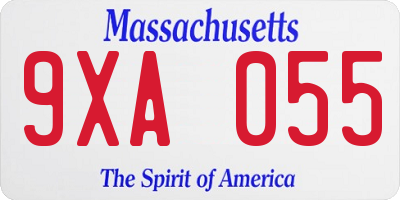 MA license plate 9XA055