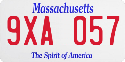 MA license plate 9XA057