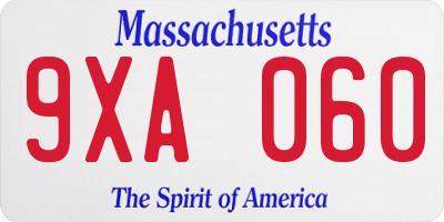 MA license plate 9XA060