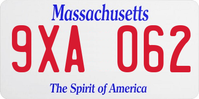 MA license plate 9XA062