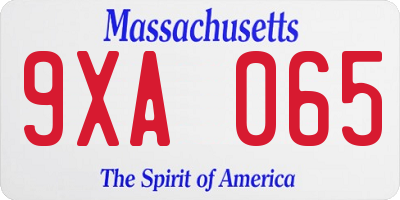 MA license plate 9XA065