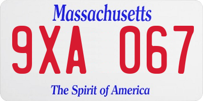 MA license plate 9XA067