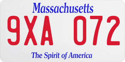 MA license plate 9XA072