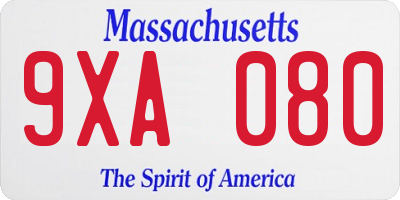MA license plate 9XA080