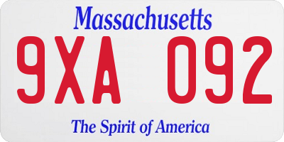 MA license plate 9XA092