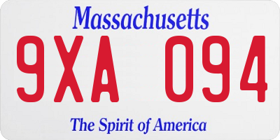 MA license plate 9XA094