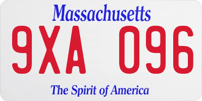 MA license plate 9XA096