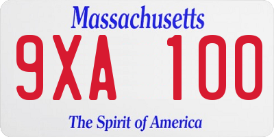 MA license plate 9XA100