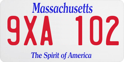MA license plate 9XA102