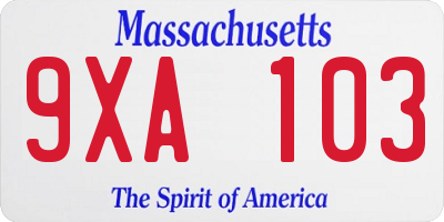MA license plate 9XA103