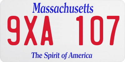 MA license plate 9XA107