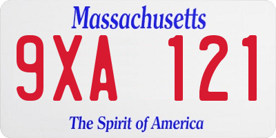MA license plate 9XA121