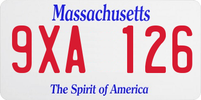 MA license plate 9XA126