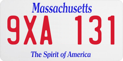 MA license plate 9XA131