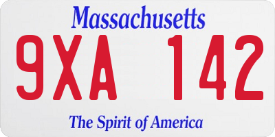 MA license plate 9XA142