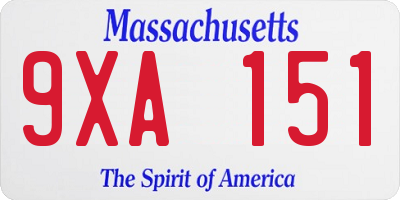 MA license plate 9XA151