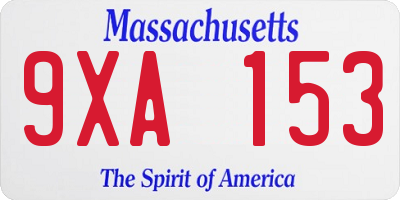 MA license plate 9XA153