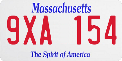 MA license plate 9XA154