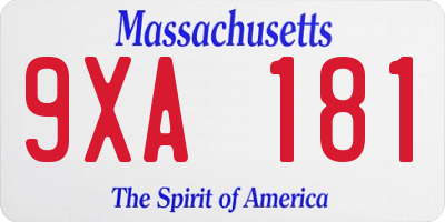 MA license plate 9XA181