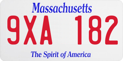MA license plate 9XA182