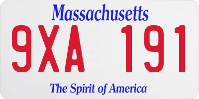 MA license plate 9XA191