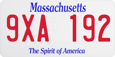 MA license plate 9XA192