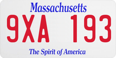 MA license plate 9XA193
