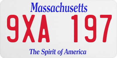 MA license plate 9XA197