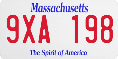 MA license plate 9XA198